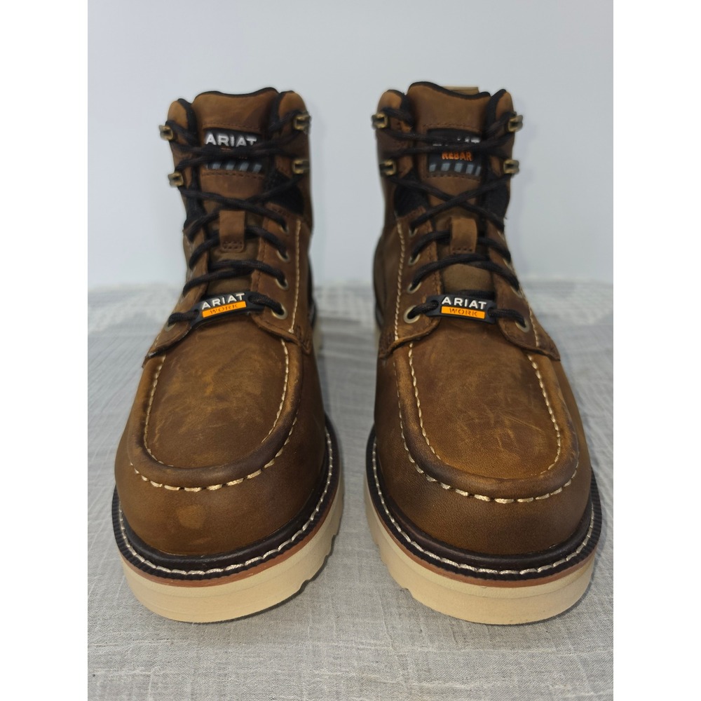 Ariat Rebar Wedge 6" Work Boots Distressed Brown Leather 10046877 Mens 6 D
